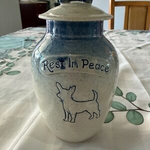 Handmade Ceramic Small Dog Urn  Keepsake Jar